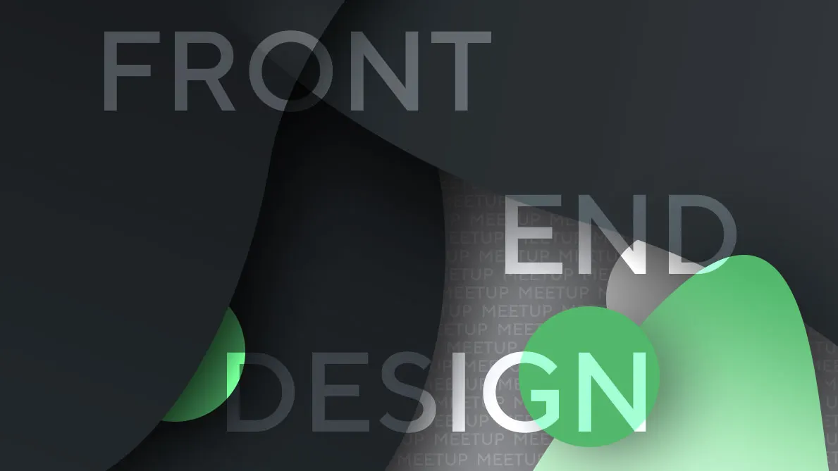 branding of a meetup called front end design for mirabeau, a digital agency
