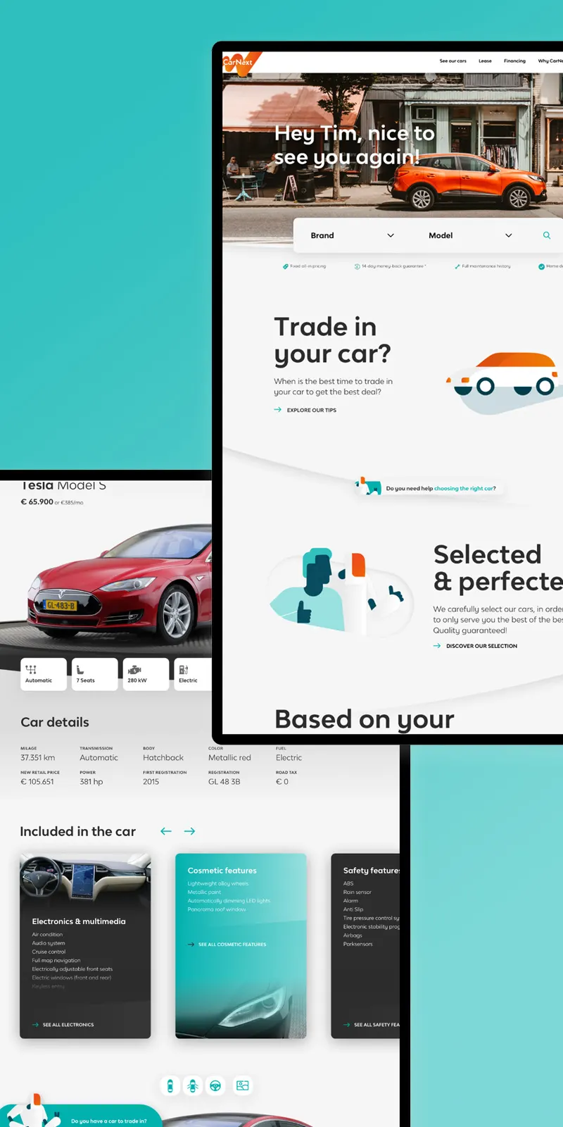 image case studie of carnext. It contains two screens of the work created