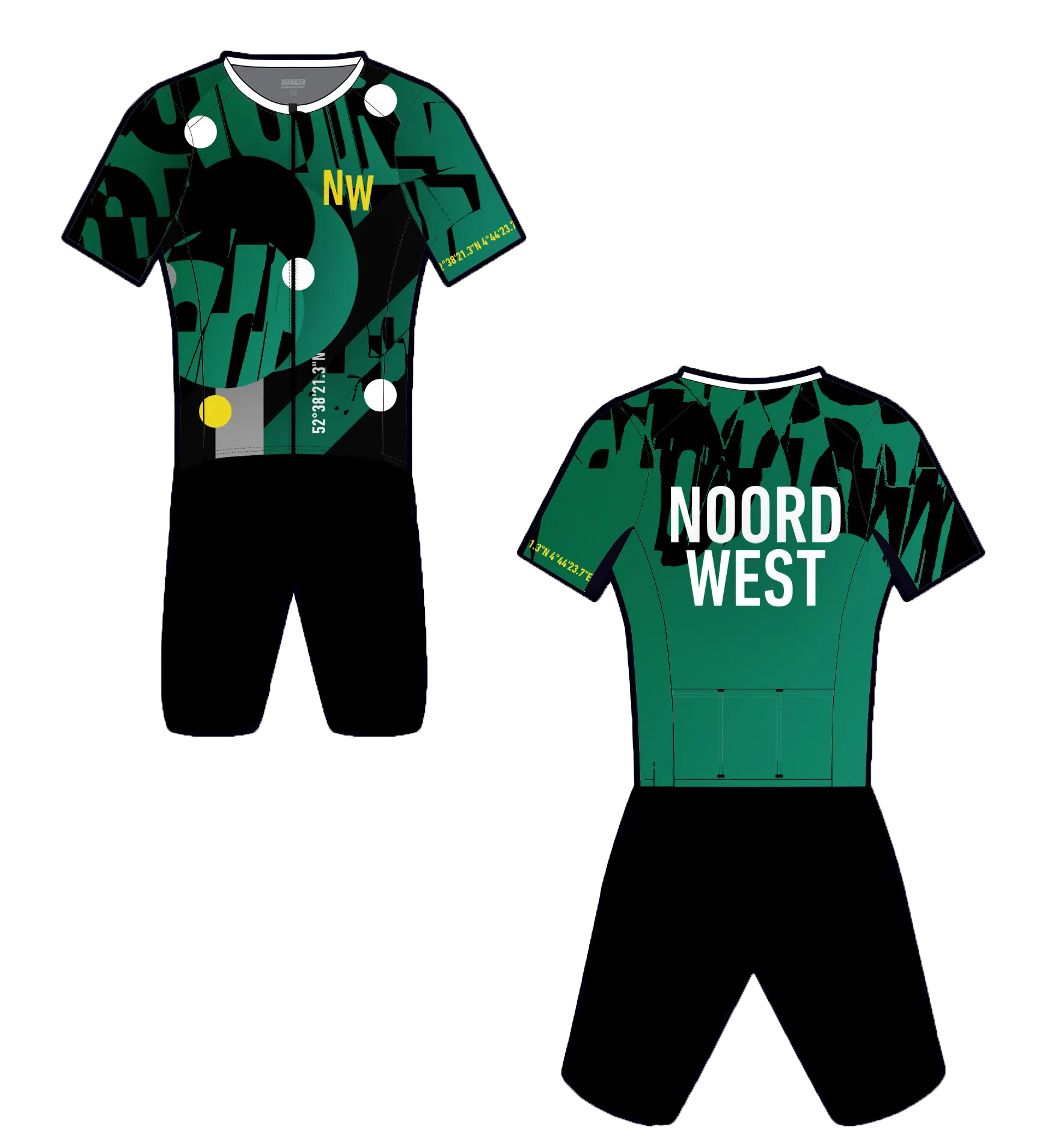 cycling jersey design of the back and front
