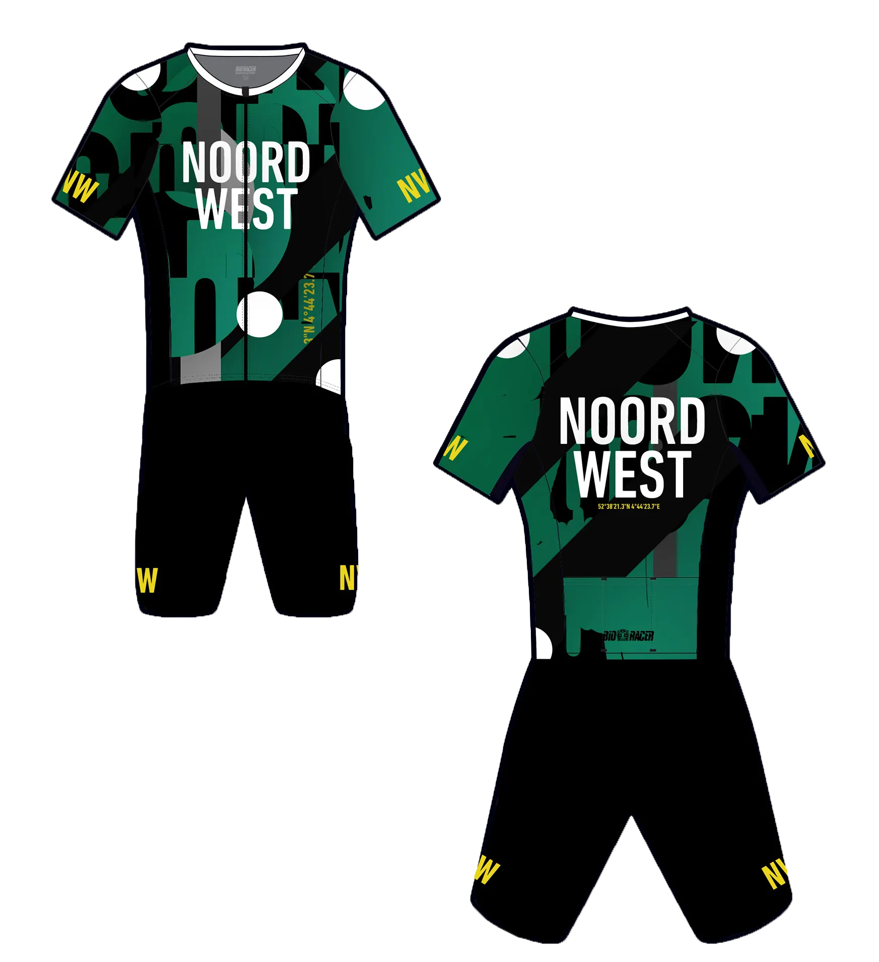 cycling jersey design of the back and front