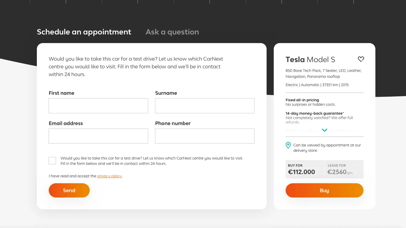 design to schedule an appointment with a cardealership for carnext